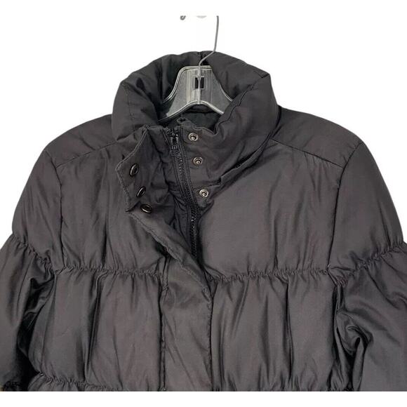 Gap Down Puffer Jacket Medium Black Zipper Snaps Pockets Womens - Picture 4 of 12